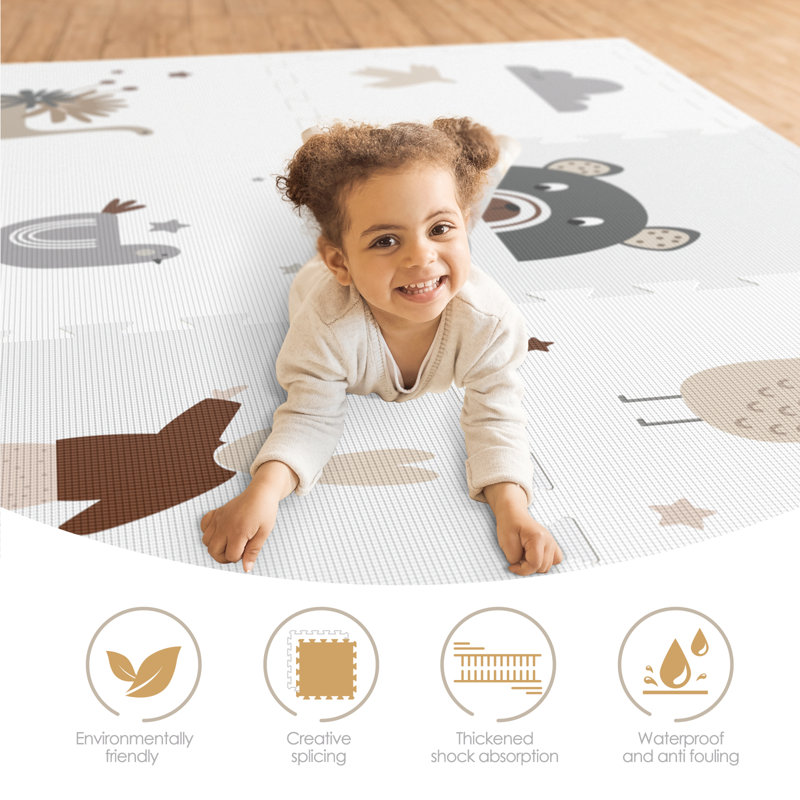 Grey and white play mat foam online